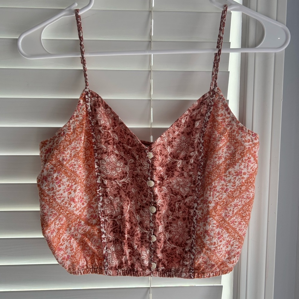 American Eagle Outfitters Orange Embellished Crop Camisole